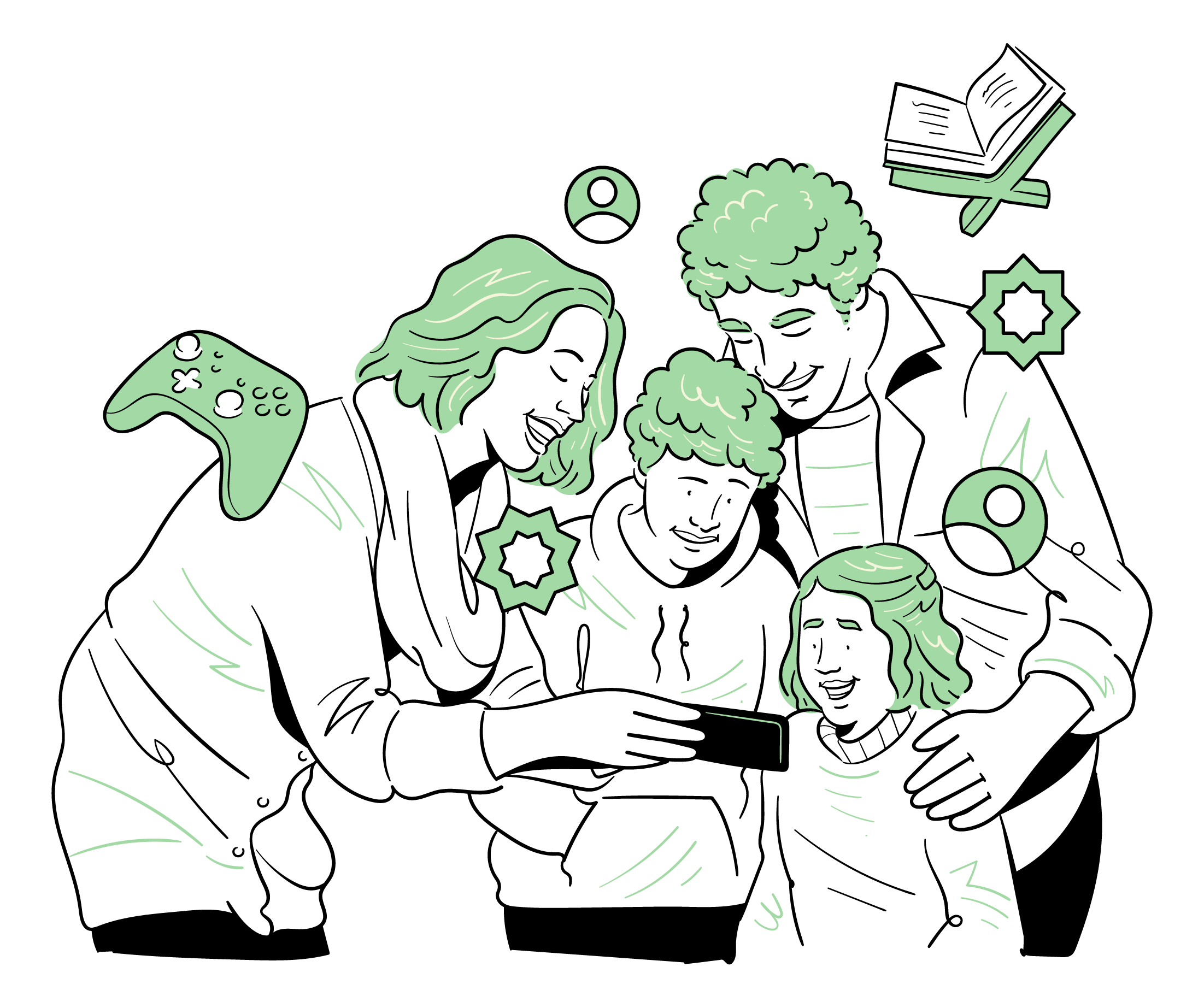 Samosa App Illustration - Social Interaction
